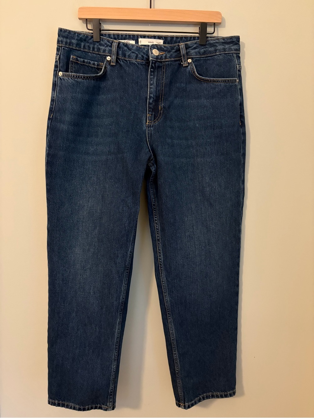 MNG Mango Blanca Dark Wash Straight Leg  Cropped Jeans,‎ Size 12 / 27” Inseam